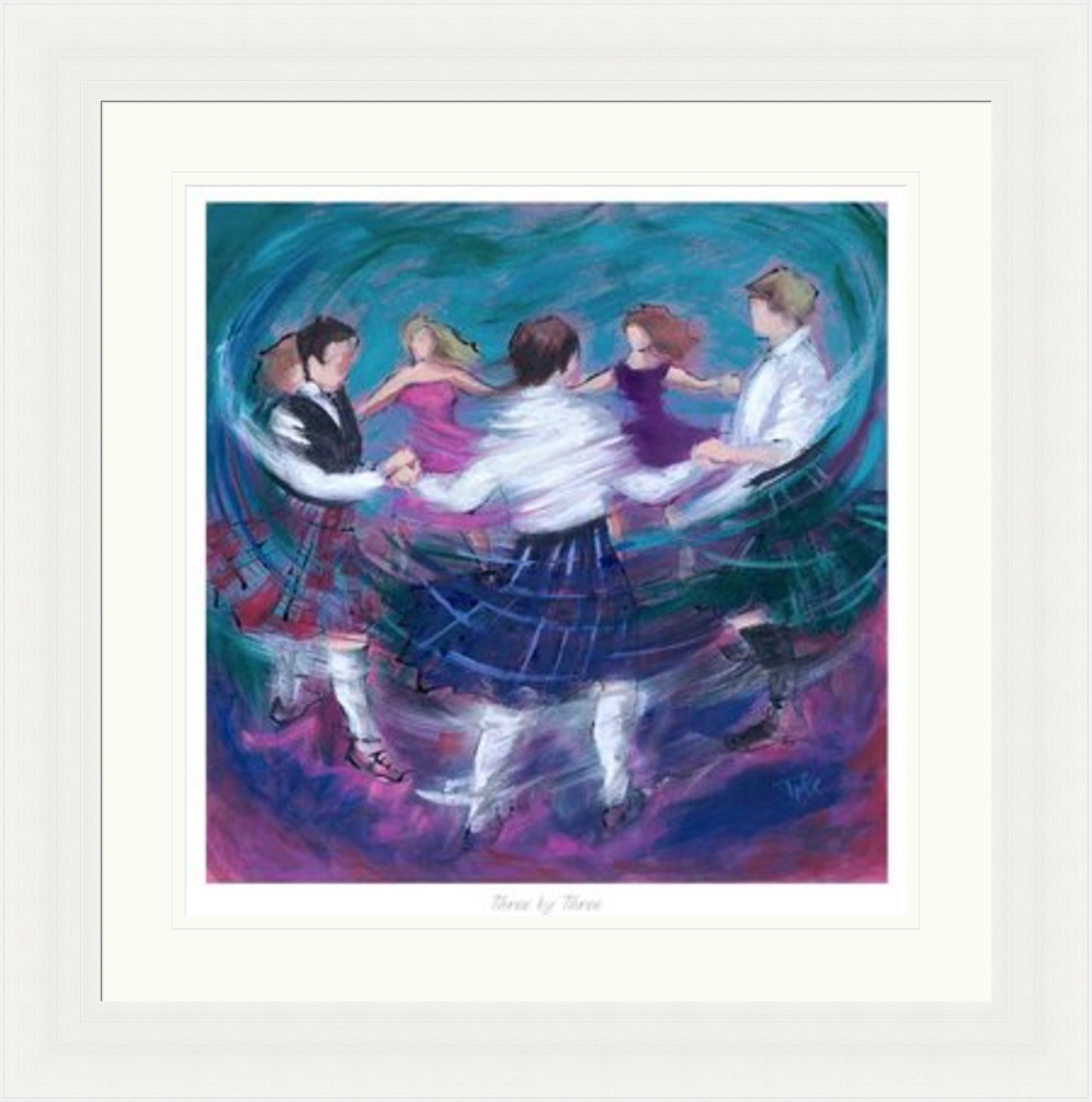 Three by Three Ceilidh Dancing Art Print by Janet McCrorie