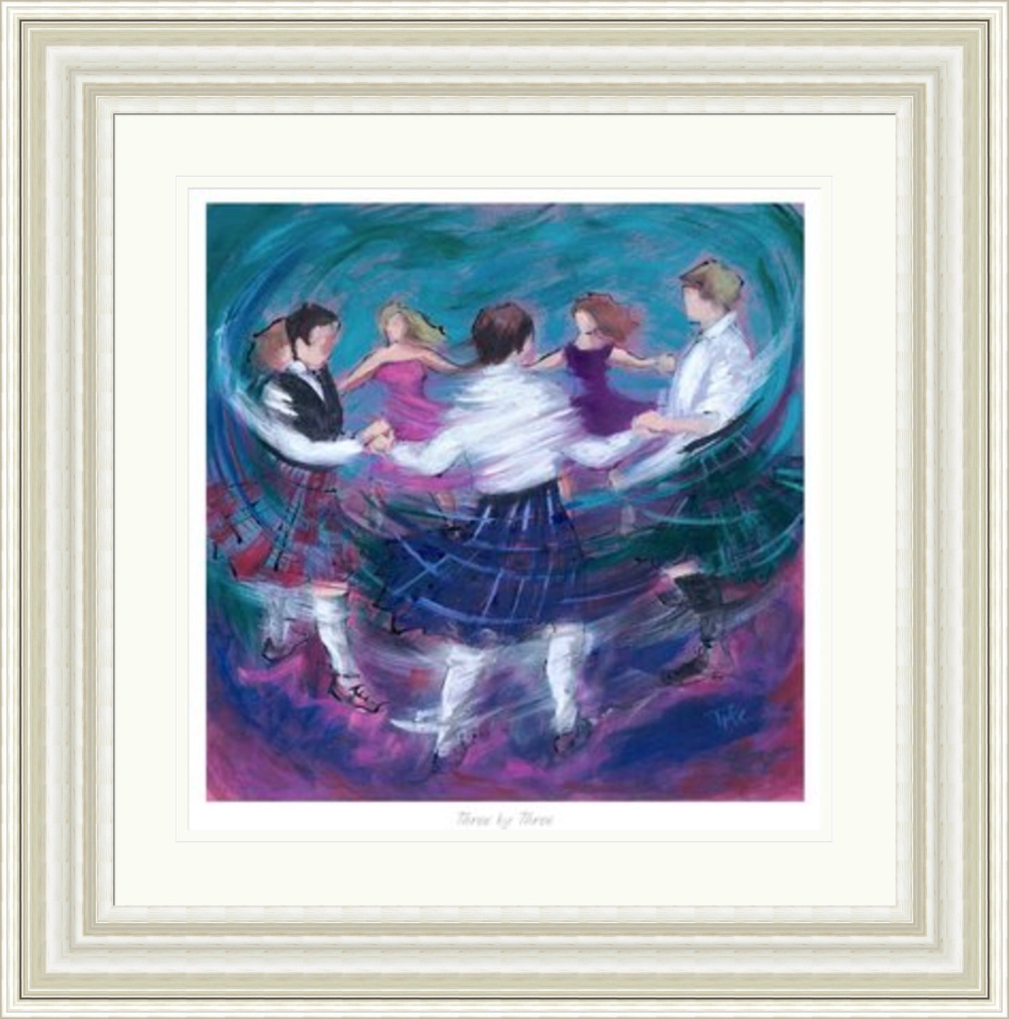 Three by Three Ceilidh Dancing Art Print by Janet McCrorie