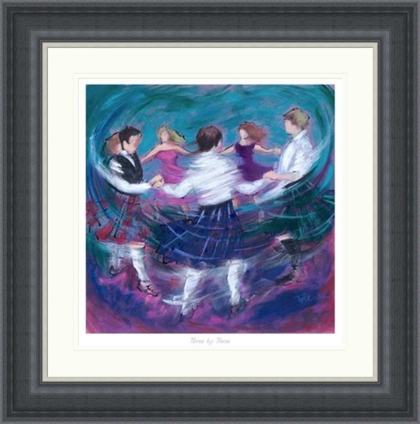 Three by Three Ceilidh Dancing Art Print by Janet McCrorie