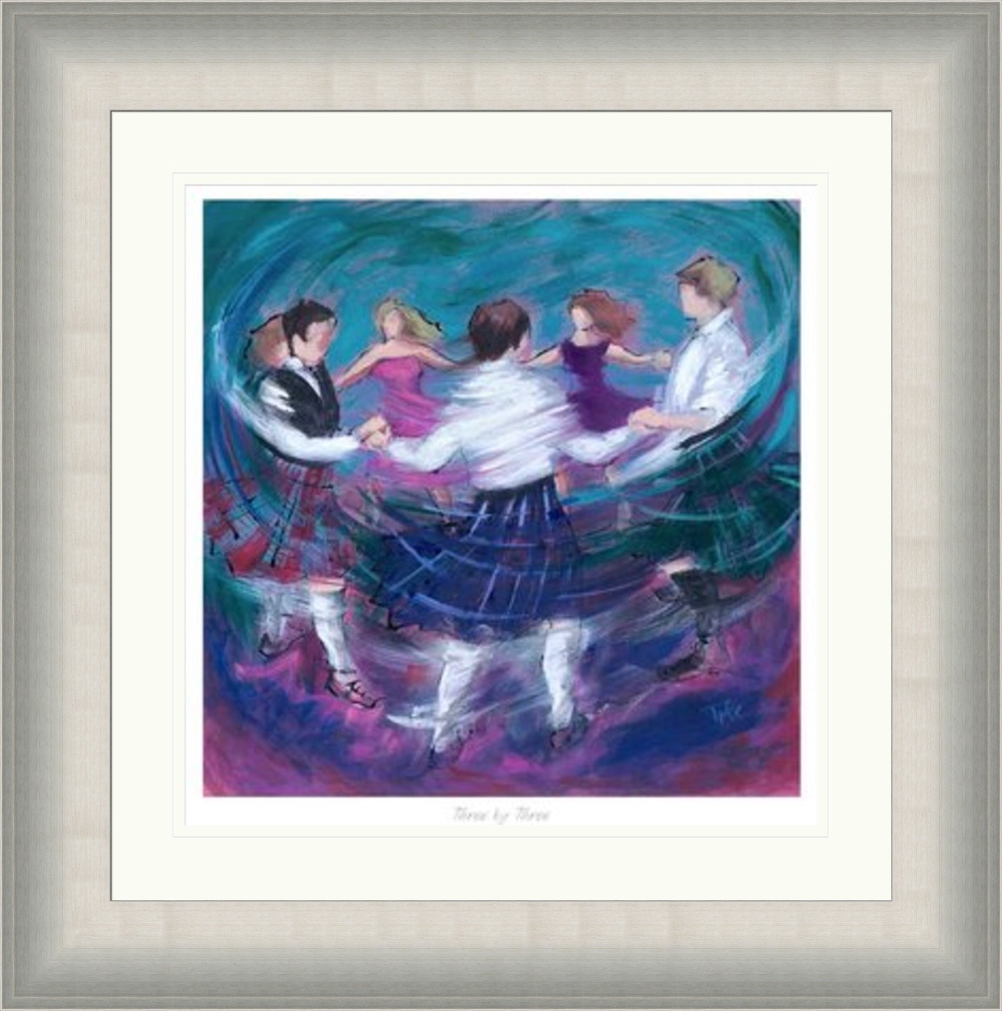 Three by Three Ceilidh Dancing Art Print by Janet McCrorie