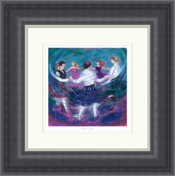 Three by Three Ceilidh Dancing Art Print by Janet McCrorie