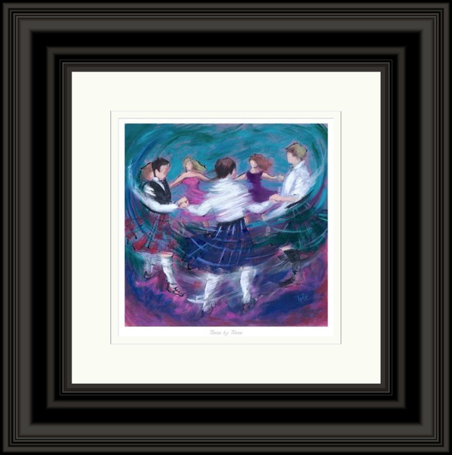 Three by Three Ceilidh Dancing Art Print by Janet McCrorie