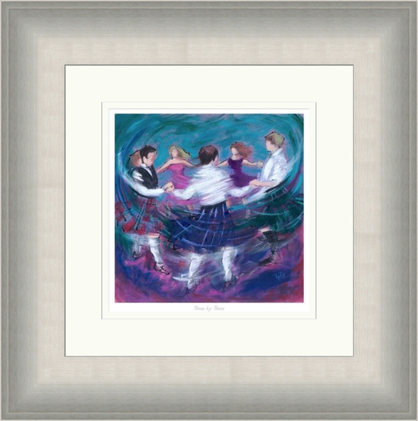 Three by Three Ceilidh Dancing Art Print by Janet McCrorie