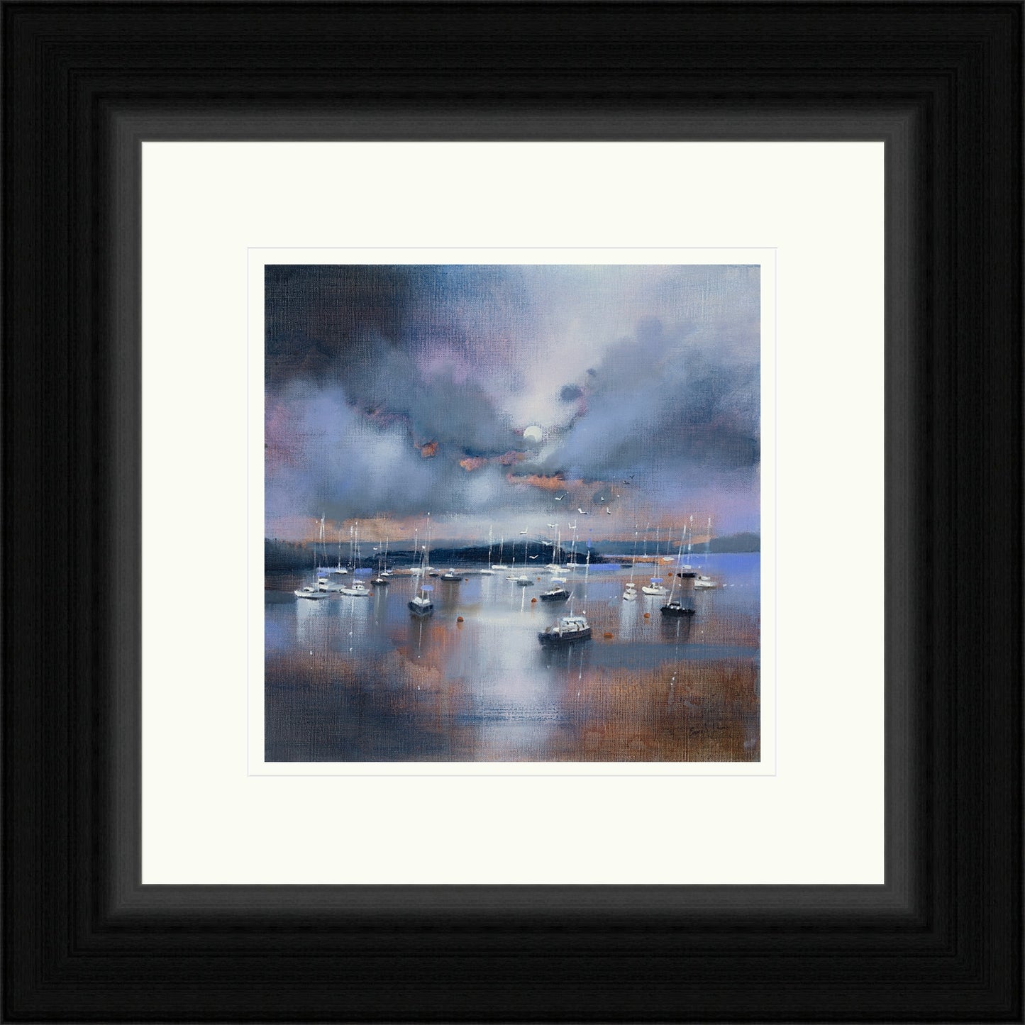 Moonlit Moorings, Crinan (Signed Limited Edition) by Emma S Davis