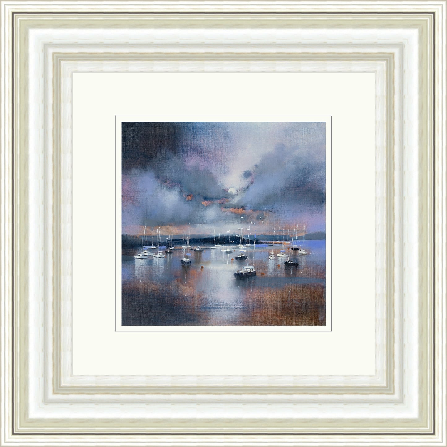 Moonlit Moorings, Crinan (Signed Limited Edition) by Emma S Davis