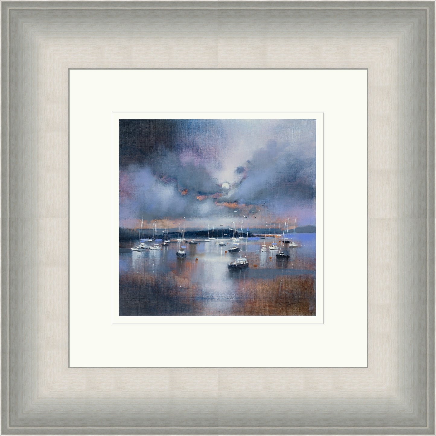 Moonlit Moorings, Crinan (Signed Limited Edition) by Emma S Davis
