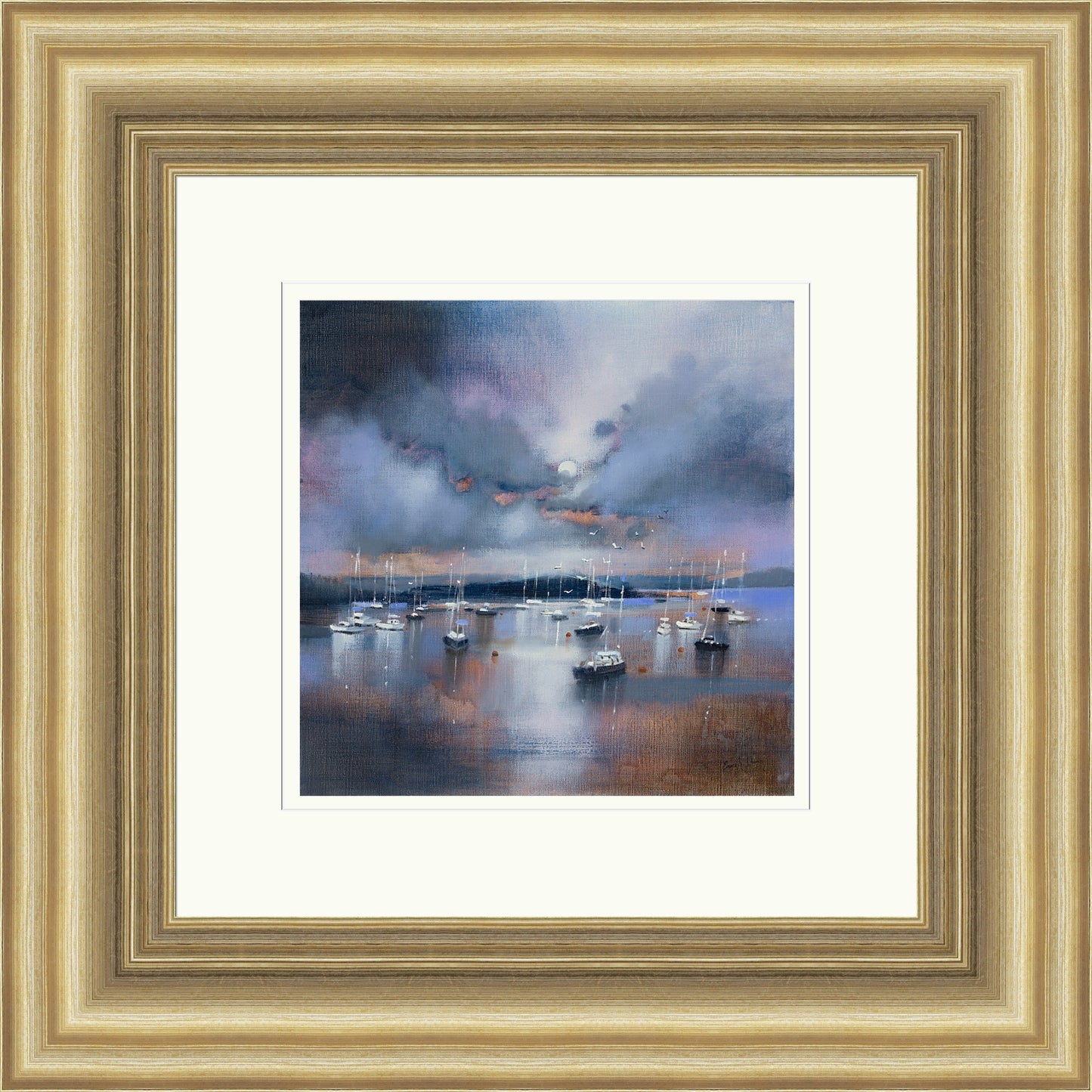 Moonlit Moorings, Crinan (Signed Limited Edition) by Emma S Davis