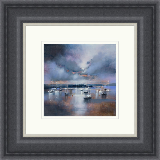 Moonlit Moorings, Crinan (Signed Limited Edition) by Emma S Davis