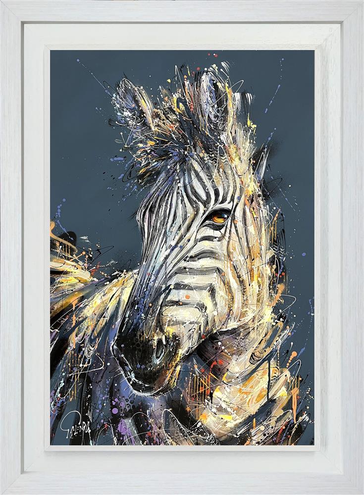 Pearl Zebra Signed Limited Edition Framed Art Canvas  by Joe Galindo
