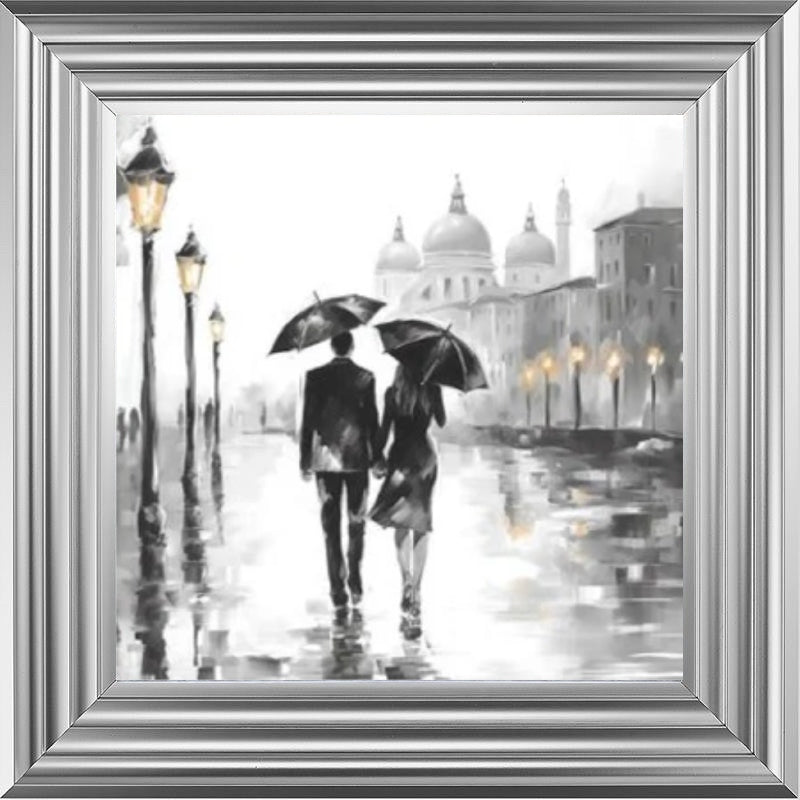 Couple Stroll Venice Black and White