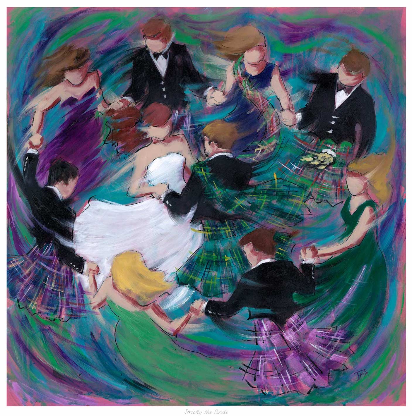 Strictly the Bride Ceilidh Dancing Art Print by Janet McCrorie