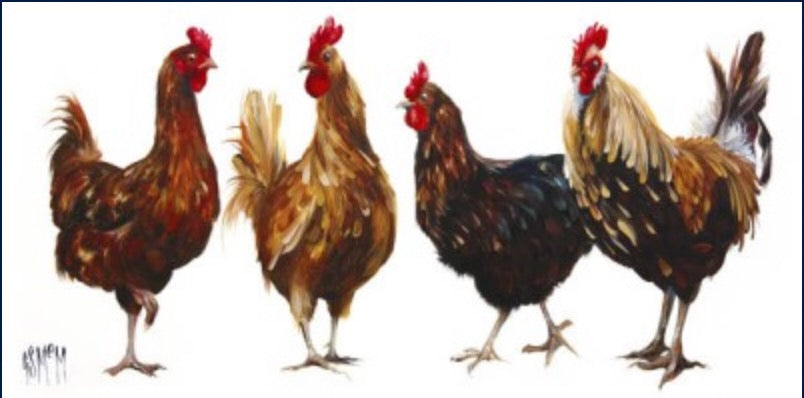 Eany Meeny Miny Mo Chickens Art Print by Georgina McMaster