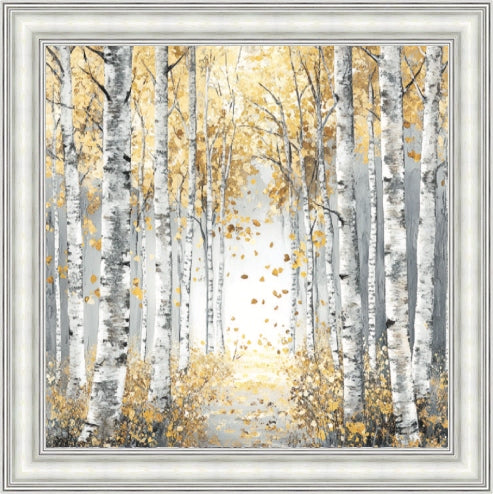 Silver Birch Moody Gold Leaves Mini Liquid Art