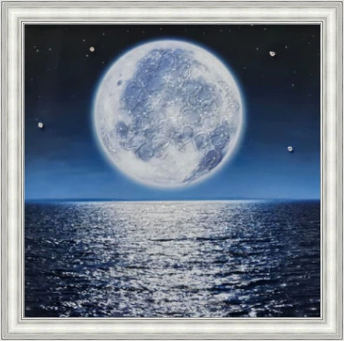 Blue Moon Over Water Mini Liquid Art