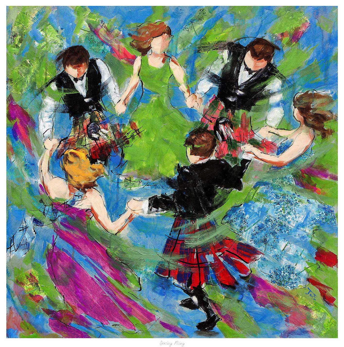 Spring Fling Ceilidh Dancing Art Print by Janet McCrorie