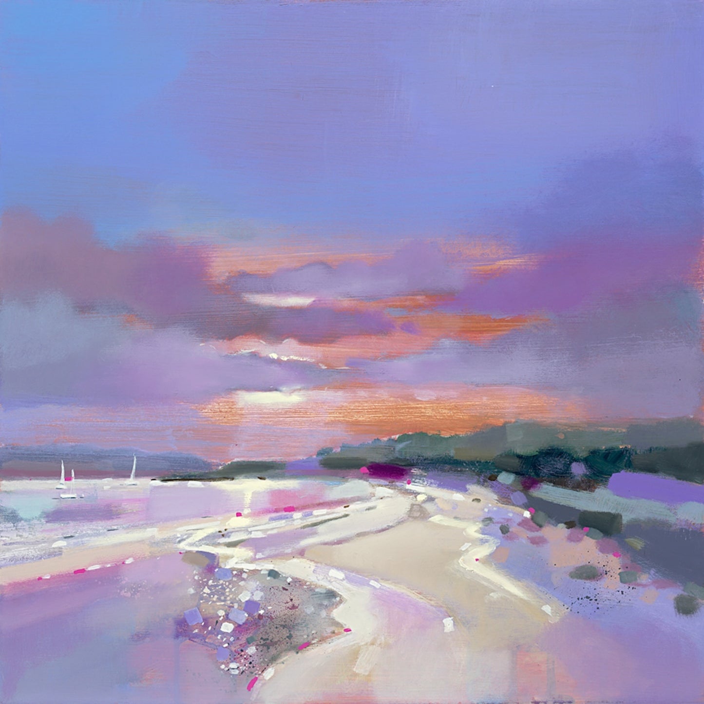 Sunset Sail, Ettrick Bay, Isle of Bute (Signed Limited Edition) by Emma S Davis