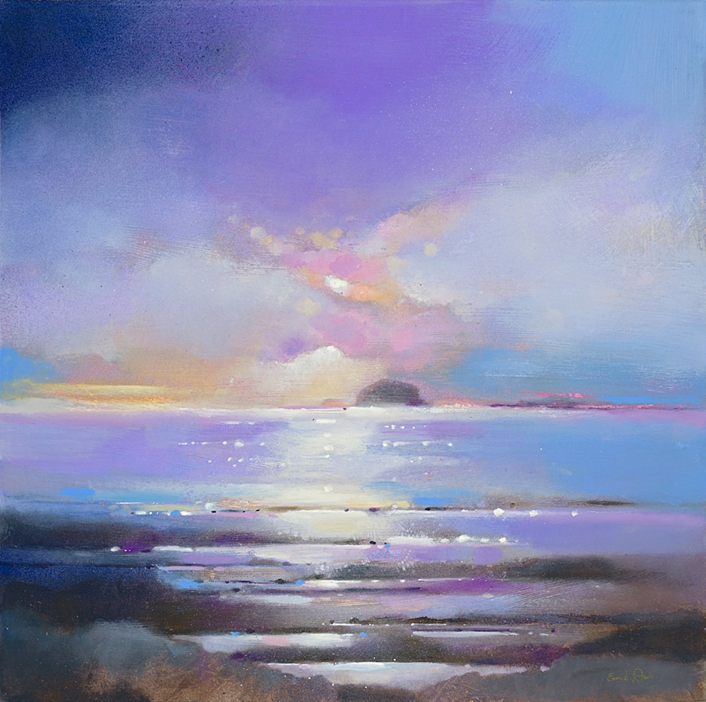 Sunset, Bass Rock (Signed Limited Edition) by Emma S Davis