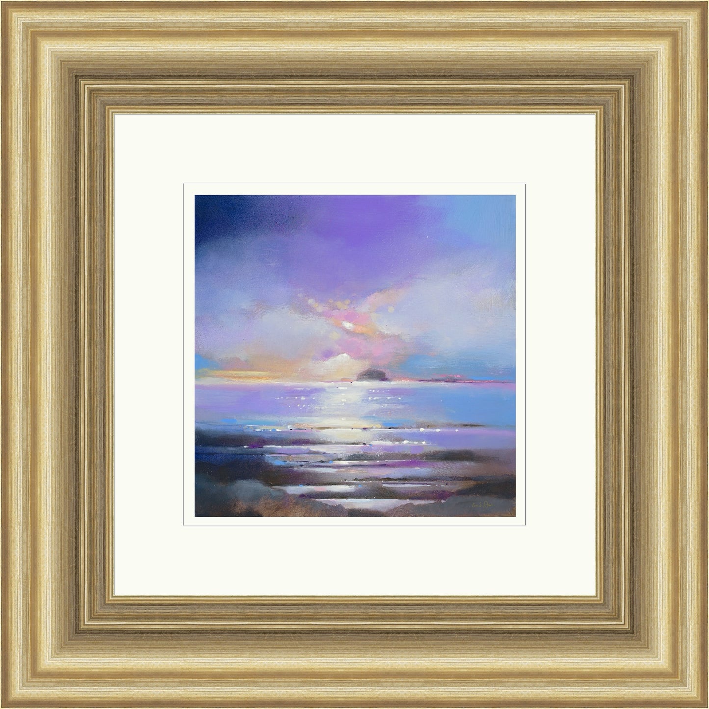 Sunset, Bass Rock (Signed Limited Edition) by Emma S Davis