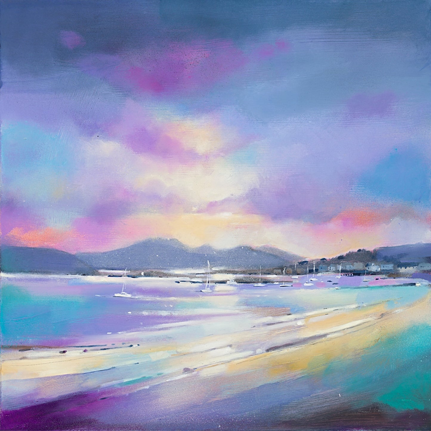Sunset over Arran from Millport (Signed Limited Edition) by Emma S Davis