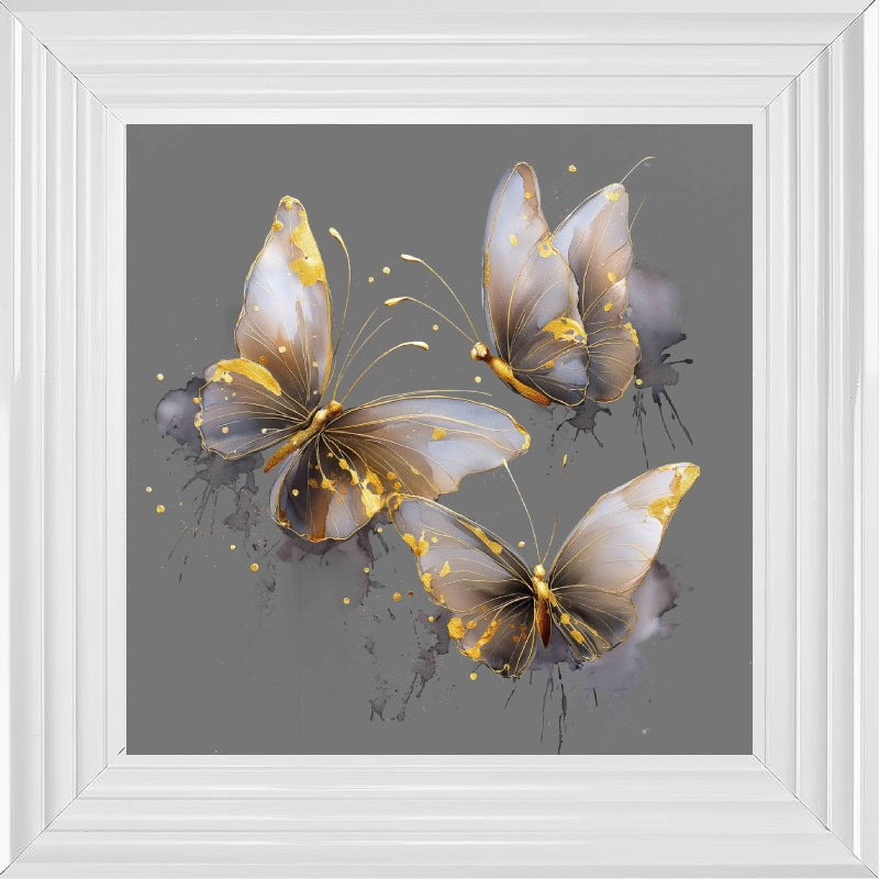Butterflies Grey & Gold