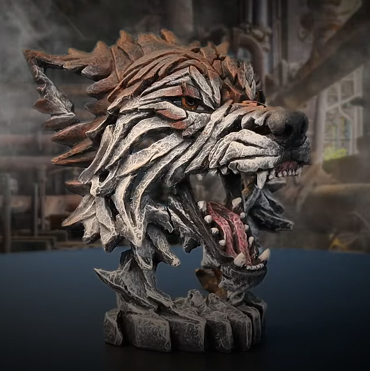 Miniature Wolf Bust Timber by Matt Buckley - Edge Sculpture