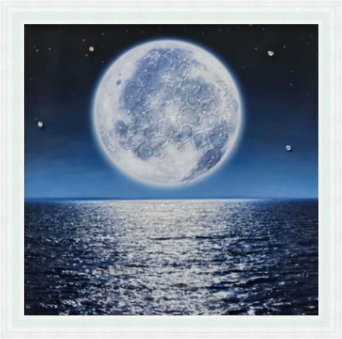 Blue Moon Over Water Mini Liquid Art