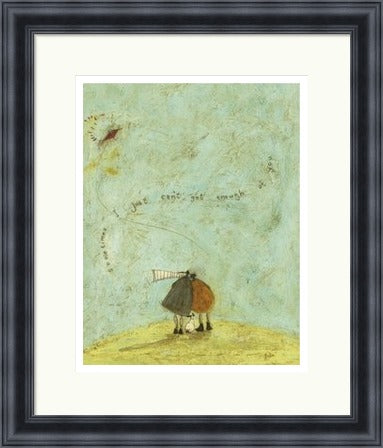 I Just Can't Get Enough of You by Sam Toft framed wall art print featuring an affectionate couple sharing a close and playful moment, shown in Black frame