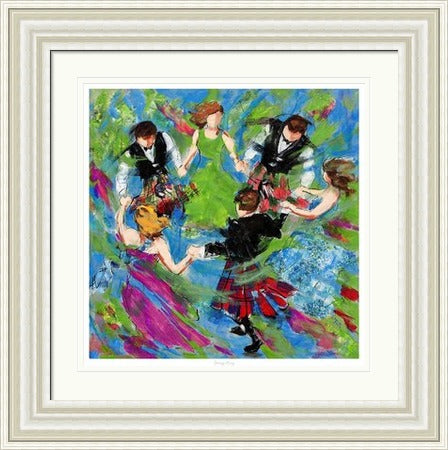 Spring Fling Ceilidh Dancing Art Print by Janet McCrorie