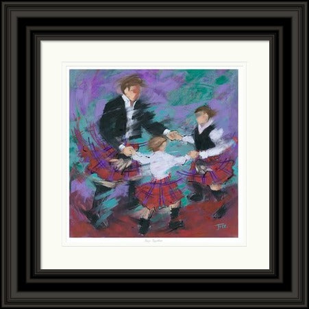 Boys Together Ceilidh Dancing Art Print by Janet McCrorie