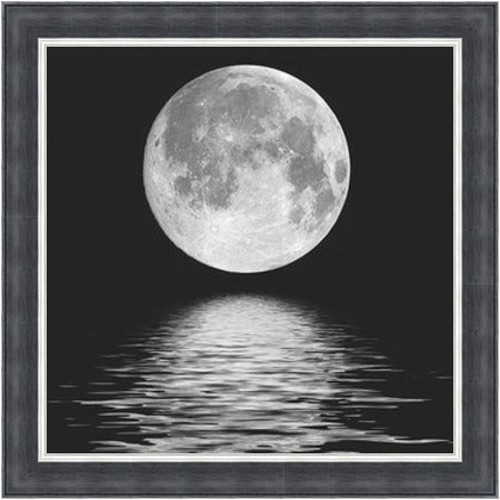 Moon Over Water, Black and White Mini Liquid Art