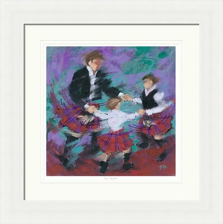 Boys Together Ceilidh Dancing Art Print by Janet McCrorie
