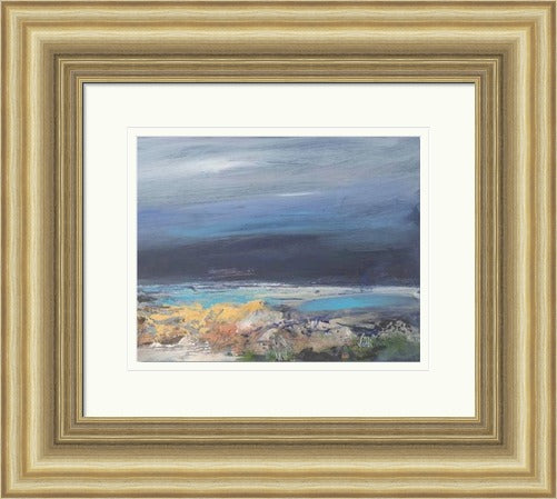 So Near So Far, Loch Awe by Arie Vardi framed wall art print, inspired by Loch Awe, balancing the closeness of the loch edge with distant land and a sense of space across the water
