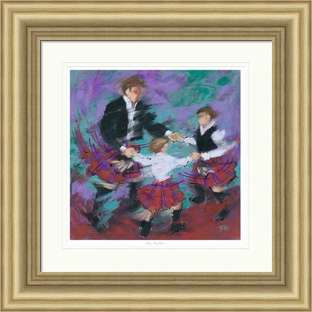 Boys Together Ceilidh Dancing Art Print by Janet McCrorie