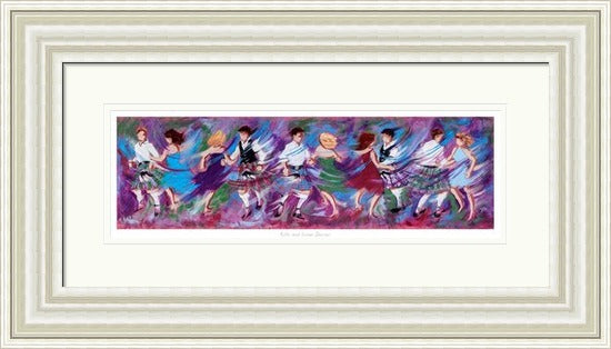 Kilts and Linen Dresses Ceilidh Dancing Art Print by Janet McCrorie