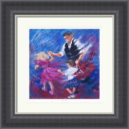 Family Fun Ceilidh Dancing Art Print by Janet McCrorie