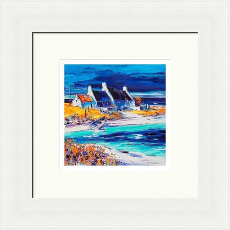 Sunlit Cottages, Tiree (Signed Limited Edition) by Jean Feeney