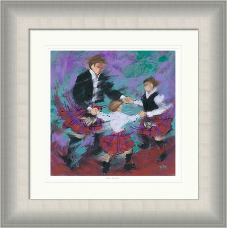 Boys Together Ceilidh Dancing Art Print by Janet McCrorie