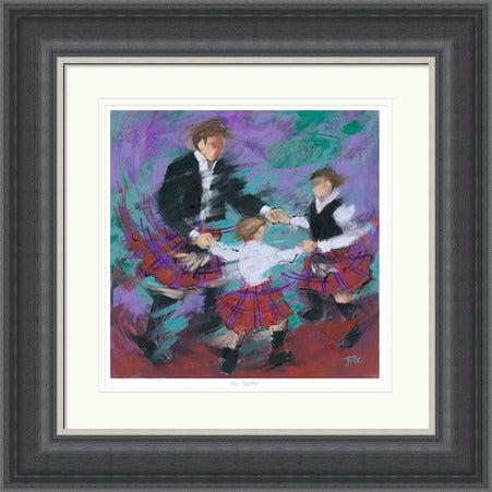 Boys Together Ceilidh Dancing Art Print by Janet McCrorie