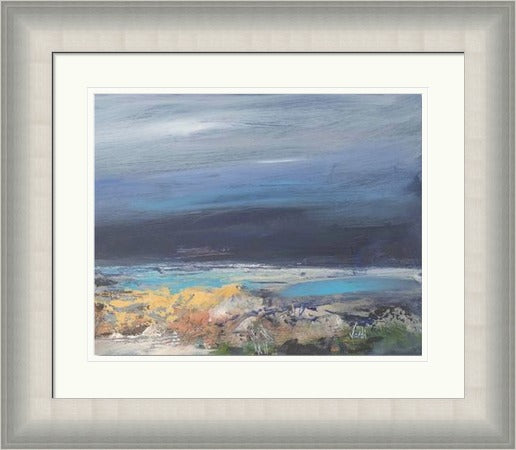 So Near So Far, Loch Awe by Arie Vardi framed wall art print, inspired by Loch Awe, balancing the closeness of the loch edge with distant land and a sense of space across the water