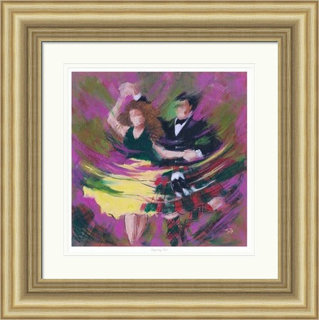 Stepping Out Ceilidh Dancing Art Print by Janet McCrorie