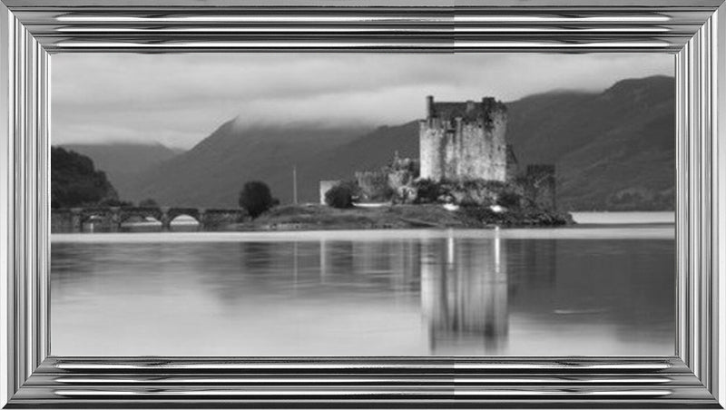 Eilean Donan Castle Evening Reflections - Black and White