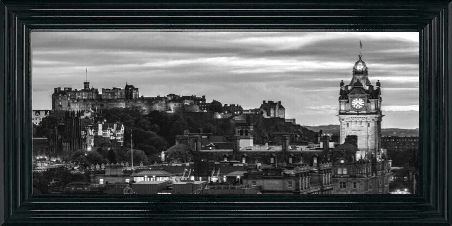 Twilight Over Edinburgh - Black and White