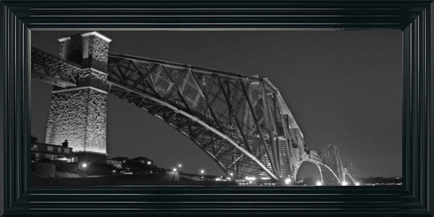 Nightfall at Forth Rail Bridge, Edinburgh - Black and White