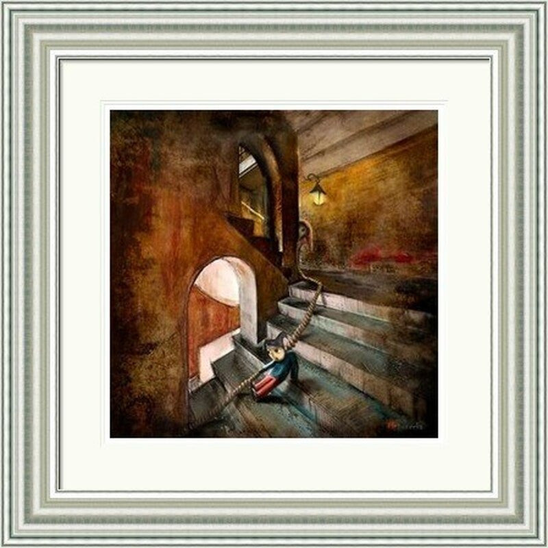 Down the Stairs (Glasgow School of Art) by Matylda Konecka framed wall art print inspired by the Glasgow School of Art, with a dramatic stairway and architectural mood