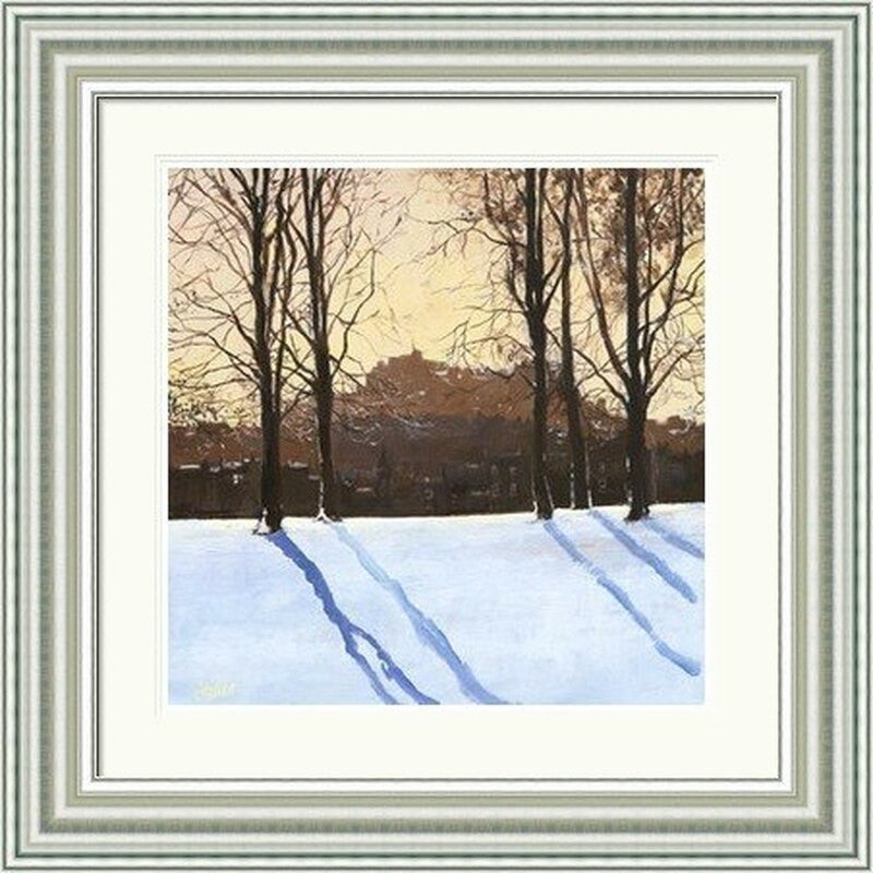 Winter Morning, Inverleith by Chris Taylor framed wall art print showing snowy ground, bare trees and blue winter shadows