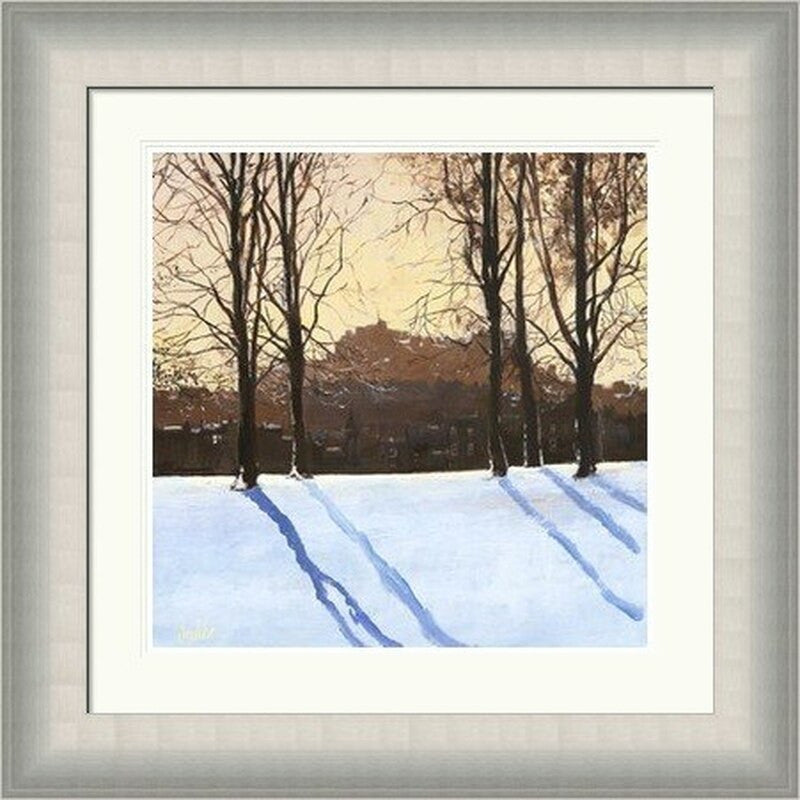Winter Morning, Inverleith by Chris Taylor framed wall art print showing snowy ground, bare trees and blue winter shadows