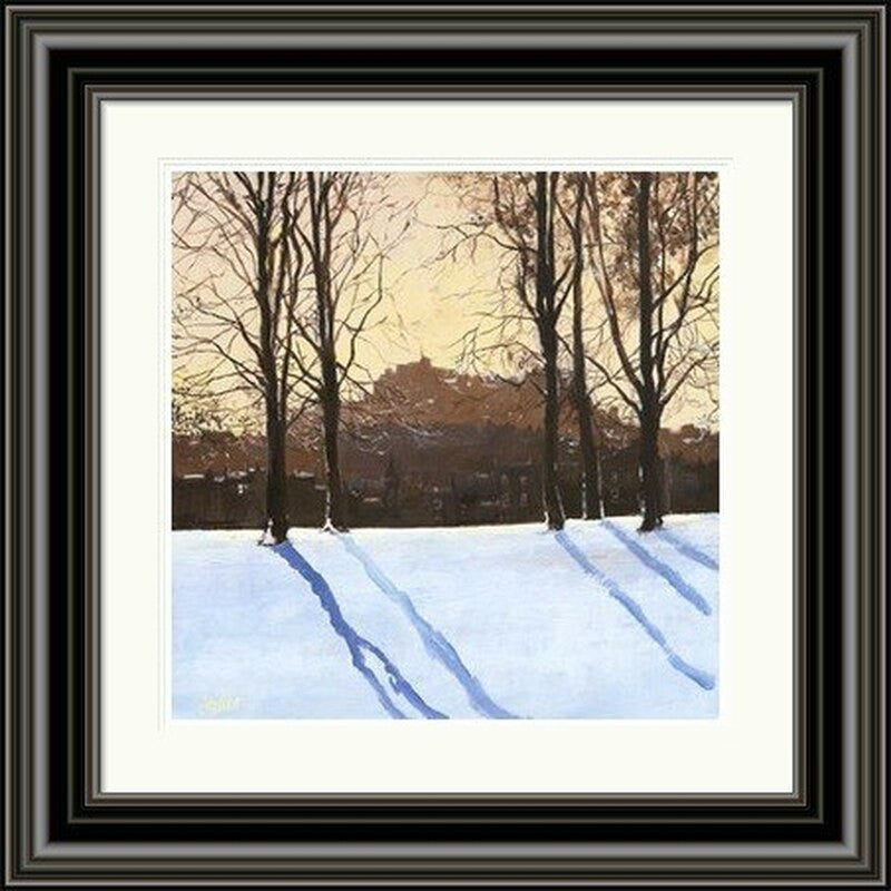 Winter Morning, Inverleith by Chris Taylor framed wall art print showing snowy ground, bare trees and blue winter shadows