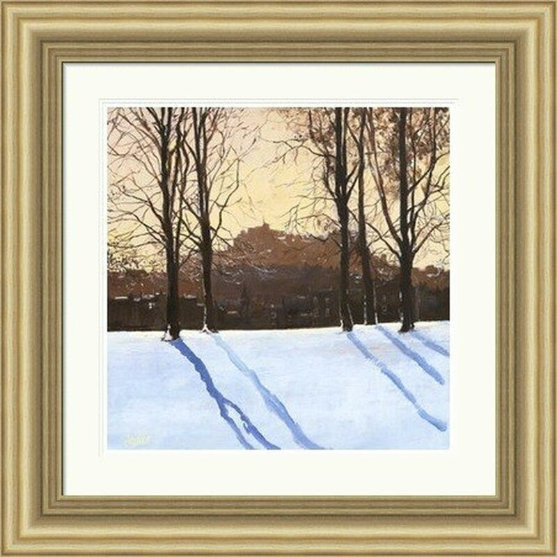 Winter Morning, Inverleith by Chris Taylor framed wall art print showing snowy ground, bare trees and blue winter shadows