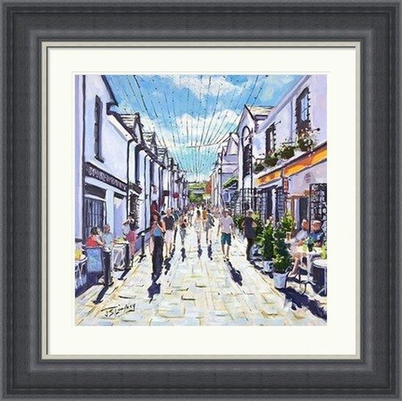 Lazy Day, Ashton Lane by James Somerville Lindsay framed wall art print with painterly landmark and cityscape detail