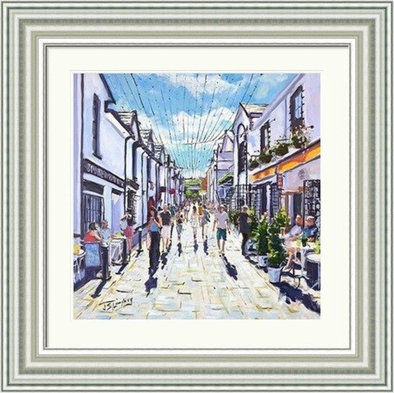 Lazy Day, Ashton Lane by James Somerville Lindsay framed wall art print with painterly landmark and cityscape detail